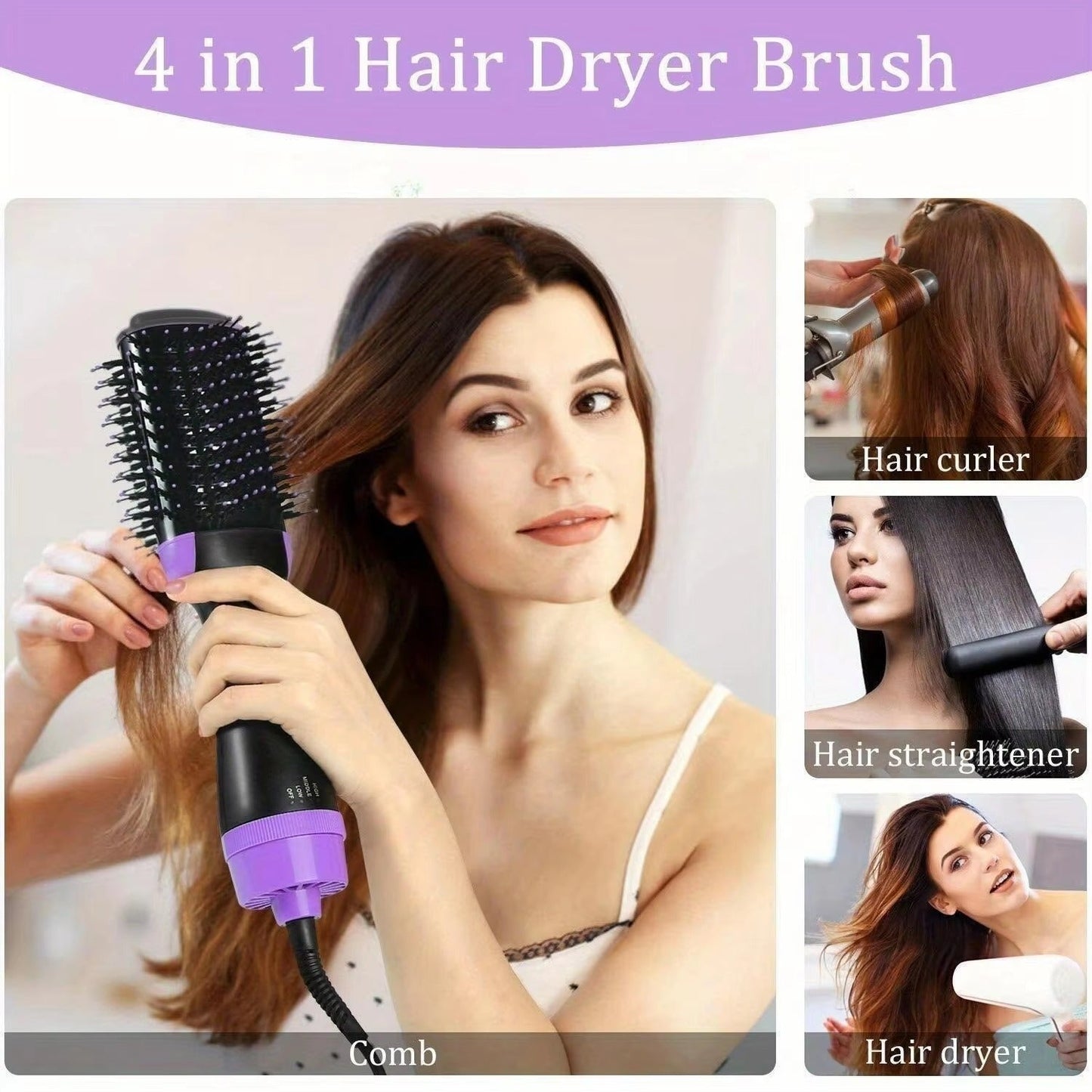 Electric 3-In-1 One Step Hair Straightener + Dryer + Styler Brush