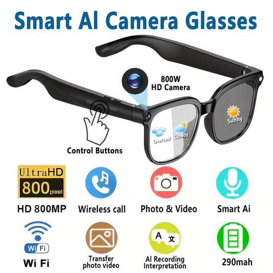 AI Smart Glasses Voice Assistant Photo Video Recording Translation Simultaneous Interpretation Bluetooth Earphones Devices