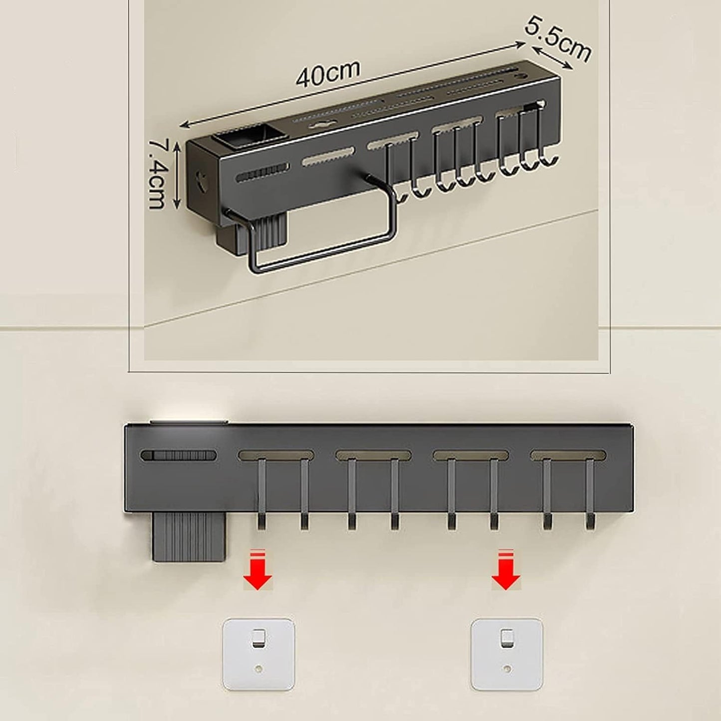 Wall-Mounted Kitchen Knife & Utensil Organizer Rack