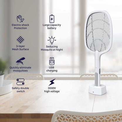 Emirate Traders™ GECKO 2 in 1 Mosquitoes Racket Must have gadget for keeping yourself and Family from Dengue