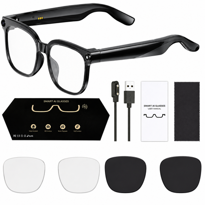 AI Smart Glasses Voice Assistant Photo Video Recording Translation Simultaneous Interpretation Bluetooth Earphones Devices