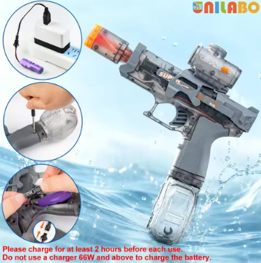 Electric Water Gun with Cool LED Lights for Kids – Safe & Powerful Toy